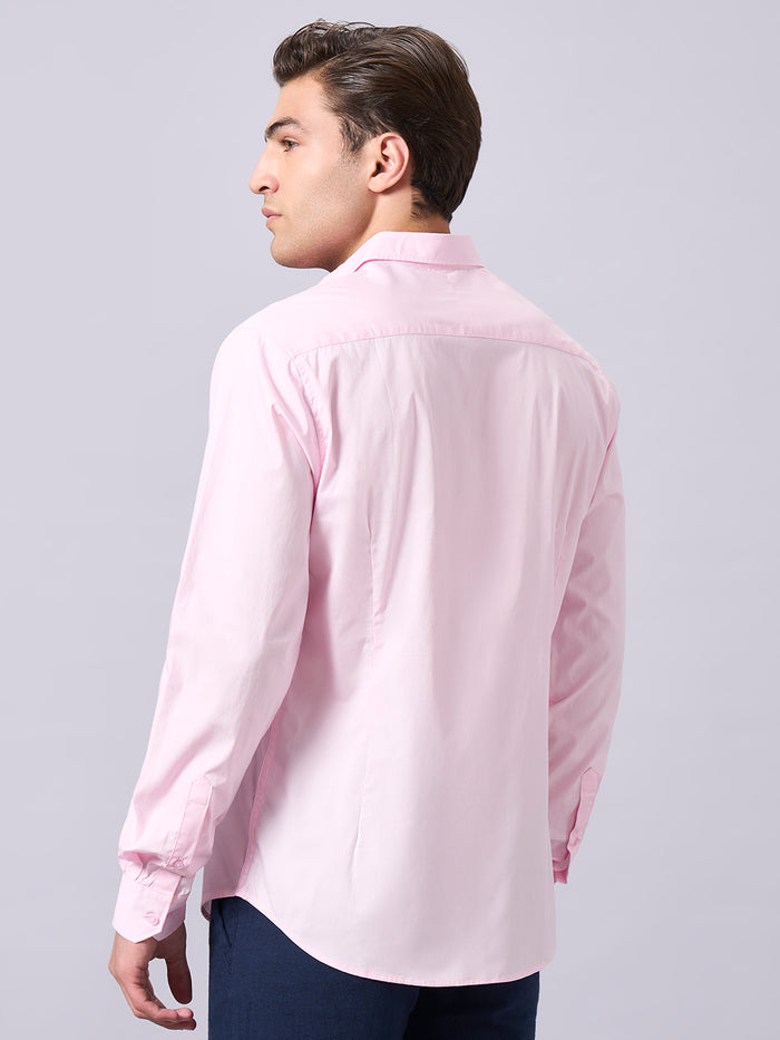 Men's Cotton Lycra Slim Fit Shirt Pink