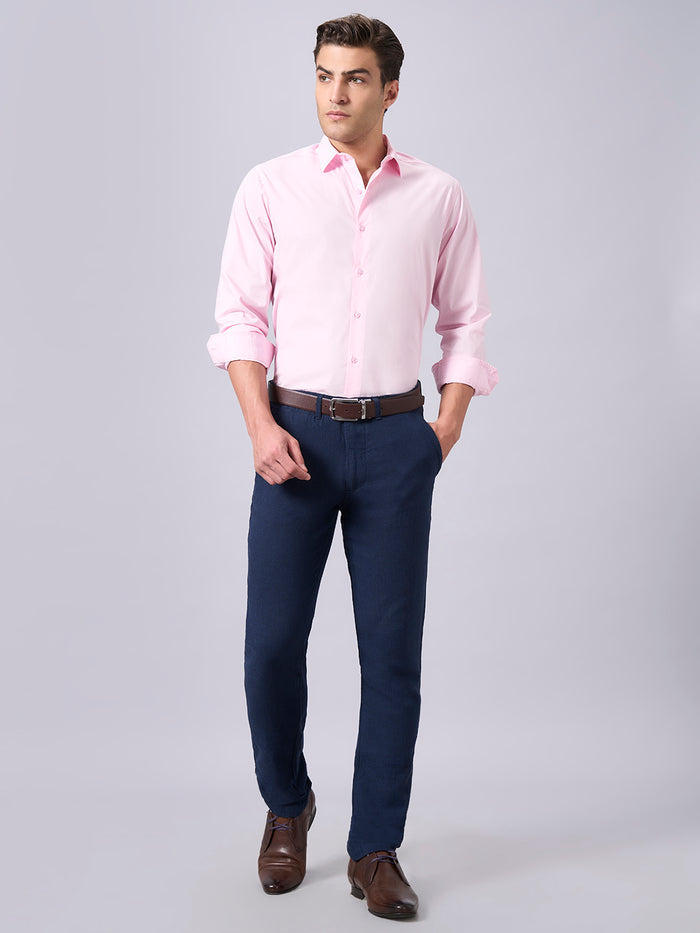 Men's Cotton Lycra Slim Fit Shirt Pink