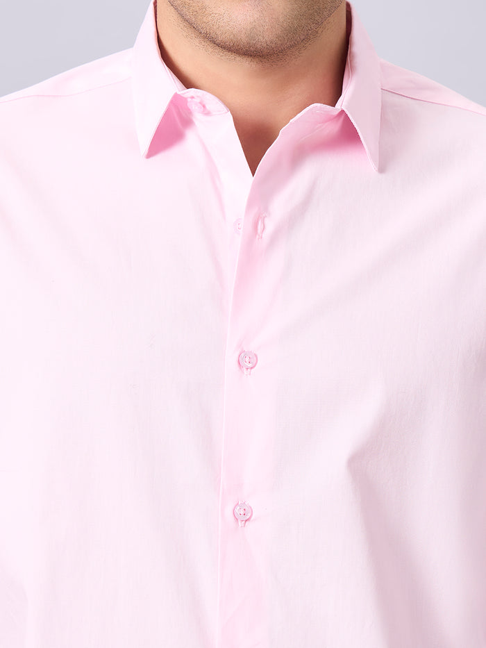 Men's Cotton Lycra Slim Fit Shirt Pink