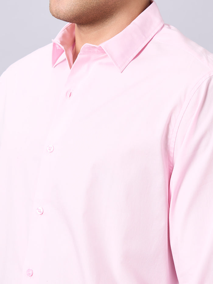 Men's Cotton Lycra Slim Fit Shirt Pink
