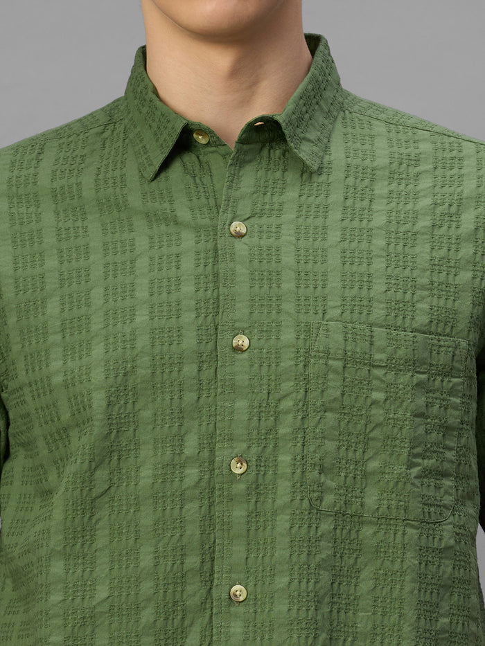 Men's Green 100% Cotton Regular Fit Shirt