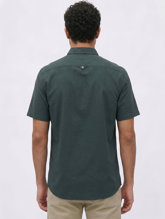 Men's Green Oxford 100% Cotton Regular Fit Shirt