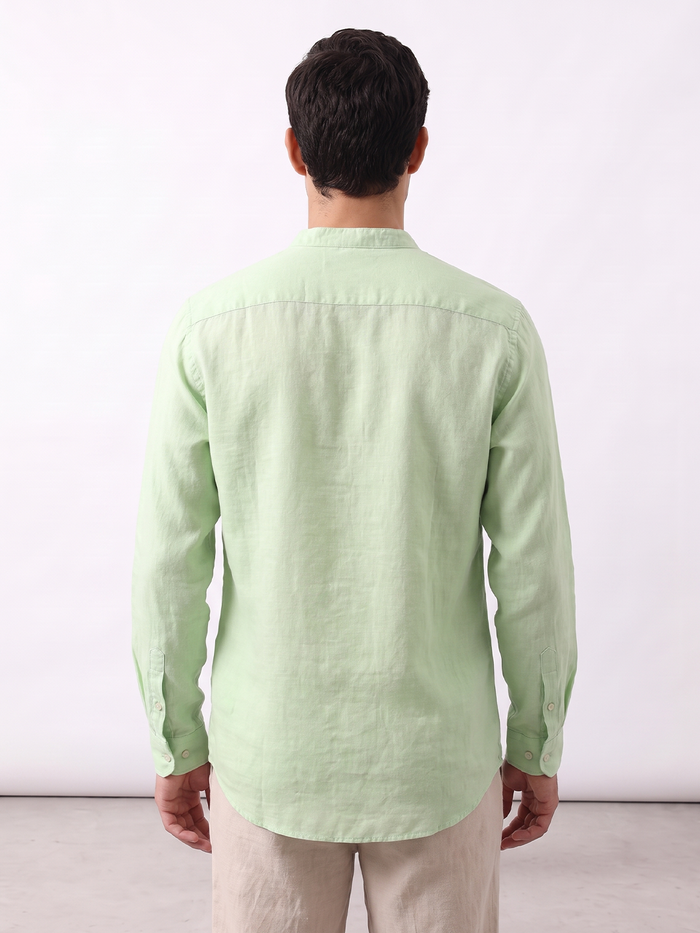 Men's Green Tencel Linen Regular Fit Shirt