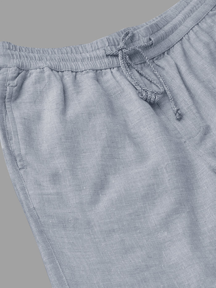 Men's Grey Cotton Linen Regular Fit Shorts