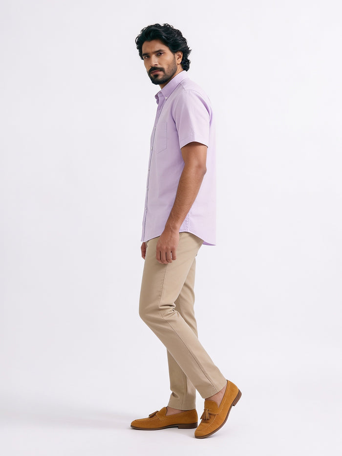 Men's Lilac Oxford 100% Cotton Regular Fit Shirt