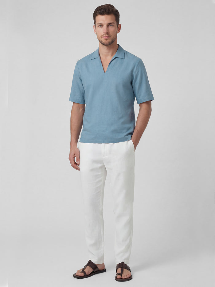 Men's Linen Cotton Regular Fit Shirt Blue