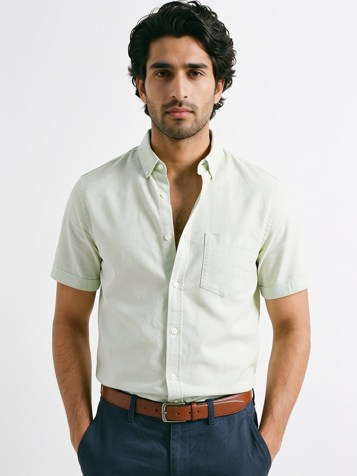 Men's Mint Oxford 100% Cotton Regular Fit Shirt