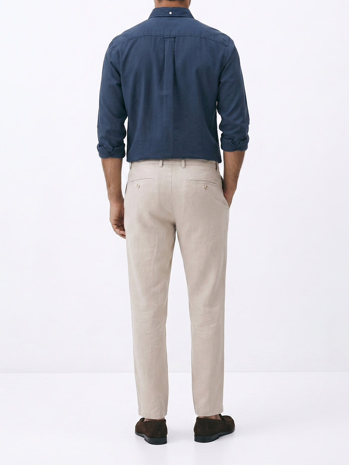 Men's Natural 100% Linen Regular Fit Pant