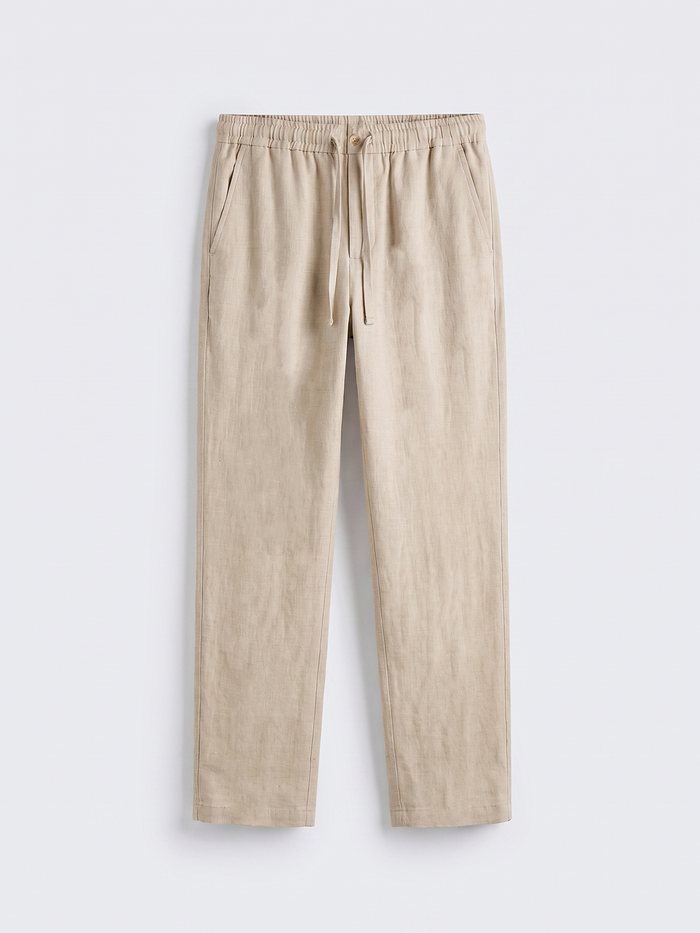 Men's Natural 100% Linen Regular Fit Pant