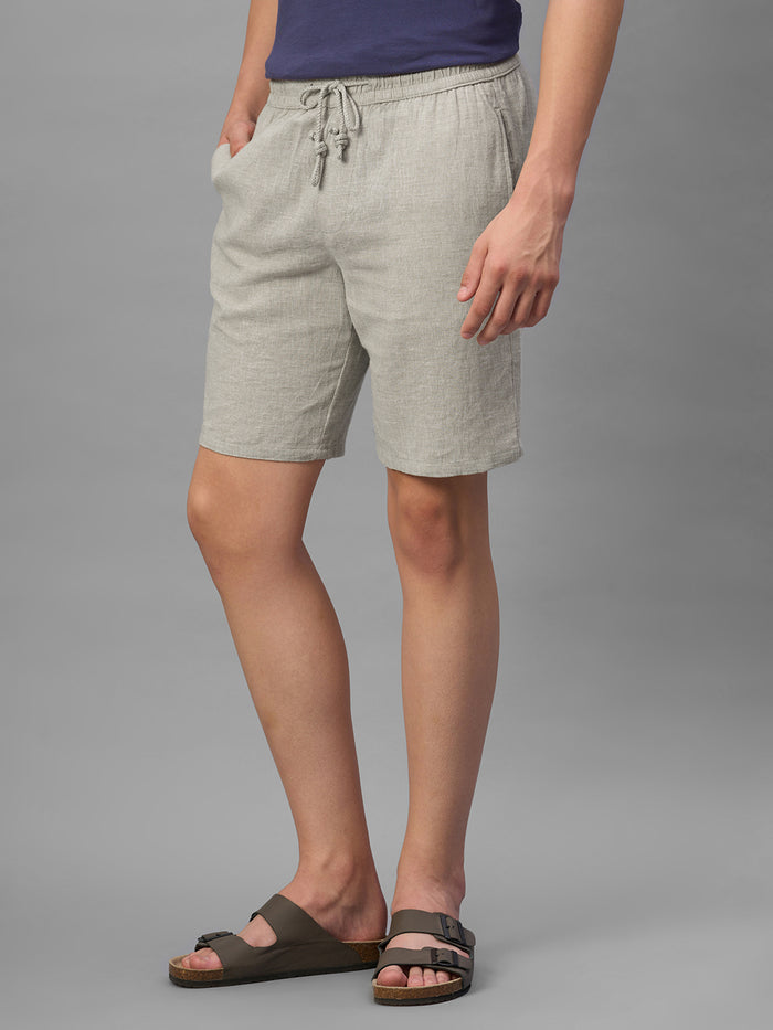Men's Natural Cotton Linen Regular Fit Shorts