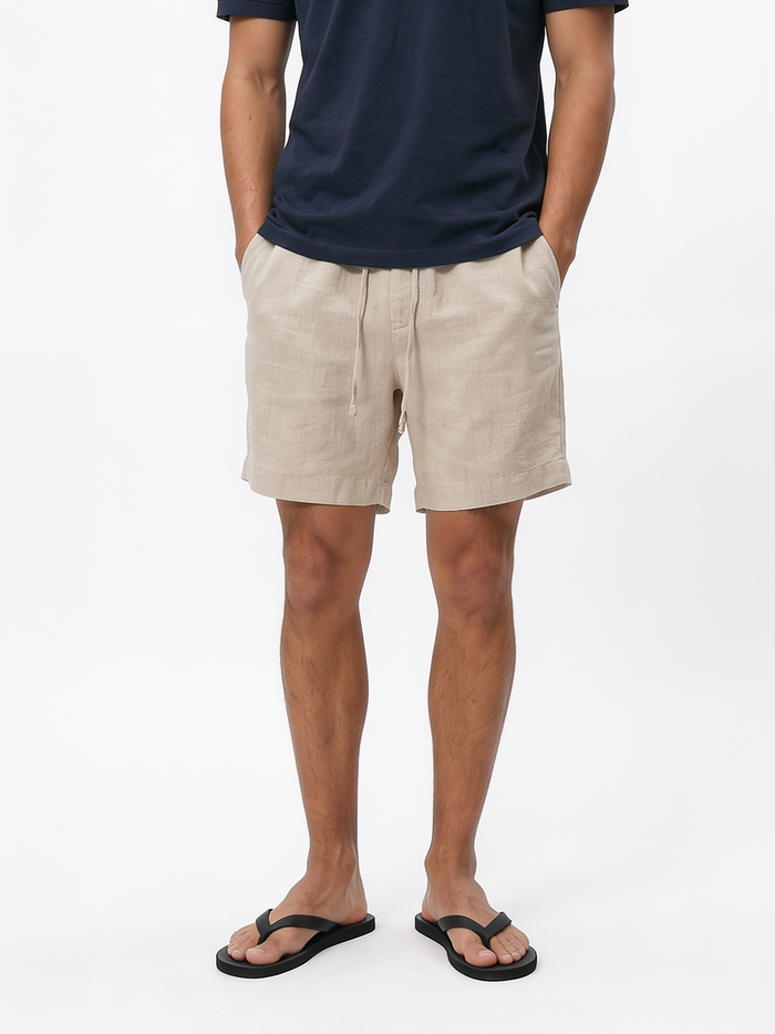 Men's Natural Cotton Linen Regular Fit Shorts