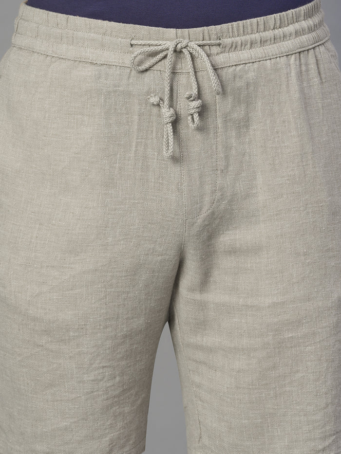 Men's Natural Cotton Linen Regular Fit Shorts