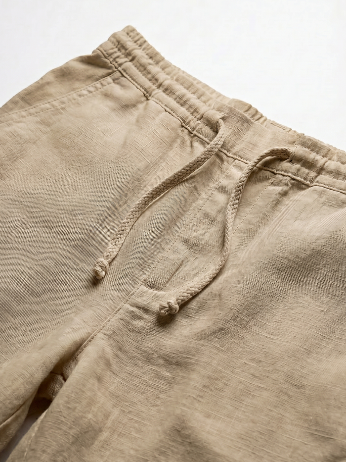 Men's Natural Cotton Linen Regular Fit Shorts