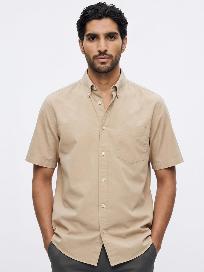 Men's Natural Oxford 100% Cotton Regular Fit Shirt