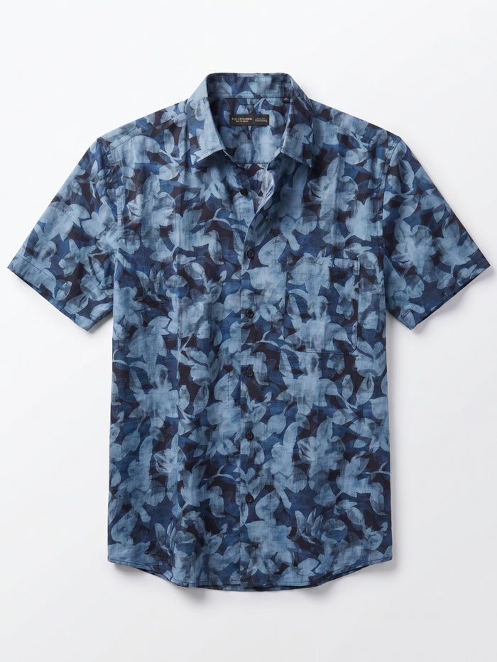 Men's Navy Modal Cotton Regular Fit Shirt