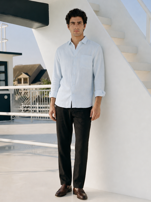 Men's Sky 100% Linen Regular Fit Shirt