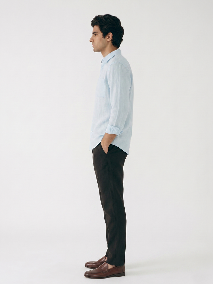 Men's Sky 100% Linen Regular Fit Shirt