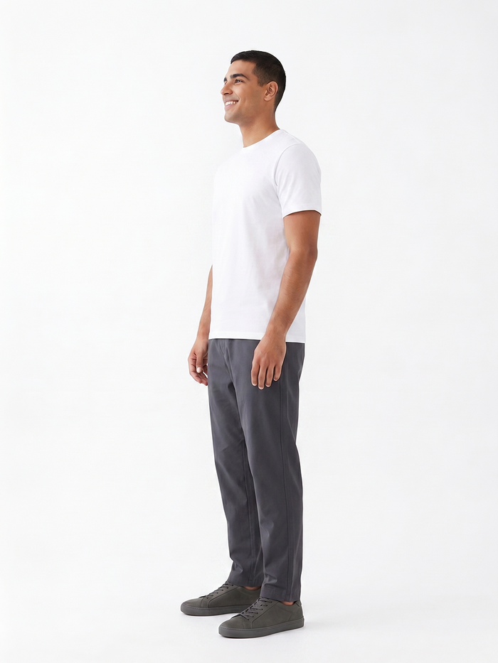 Men's White Cotton Elastane Slim Fit Tshirt