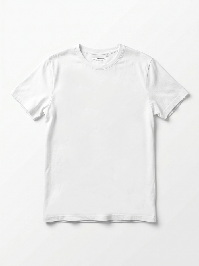 Men's White Cotton Elastane Slim Fit Tshirt