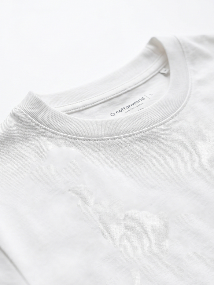 Men's White Cotton Elastane Slim Fit Tshirt