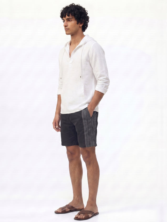 Men's White Linen Cotton Regular Fit Shirt