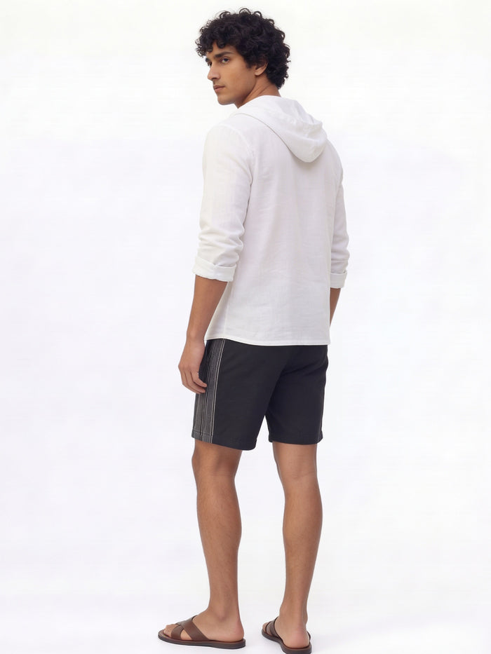 Men's White Linen Cotton Regular Fit Shirt