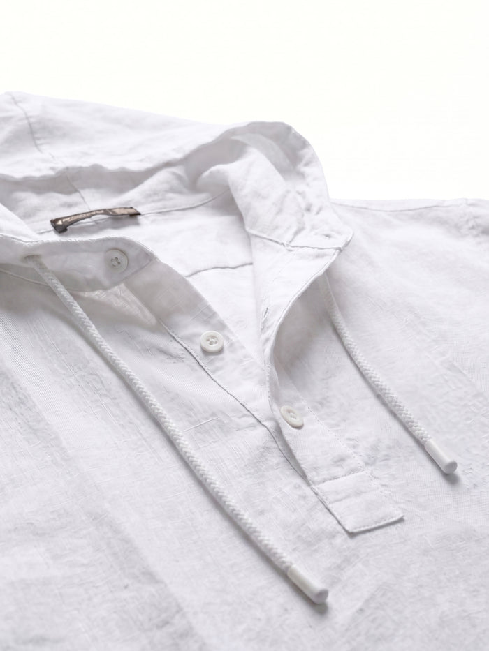 Men's White Linen Cotton Regular Fit Shirt