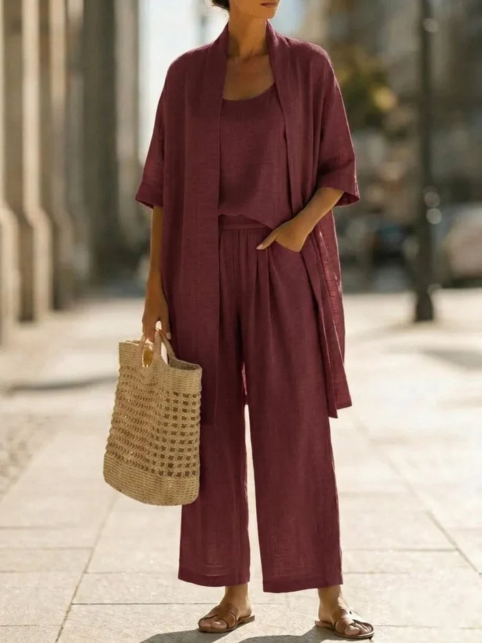 Minimalist, lightweight, breathable and elegant 3-piece set