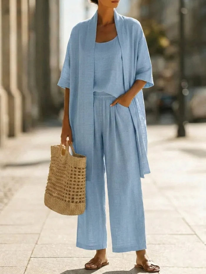 Minimalist, lightweight, breathable and elegant 3-piece set
