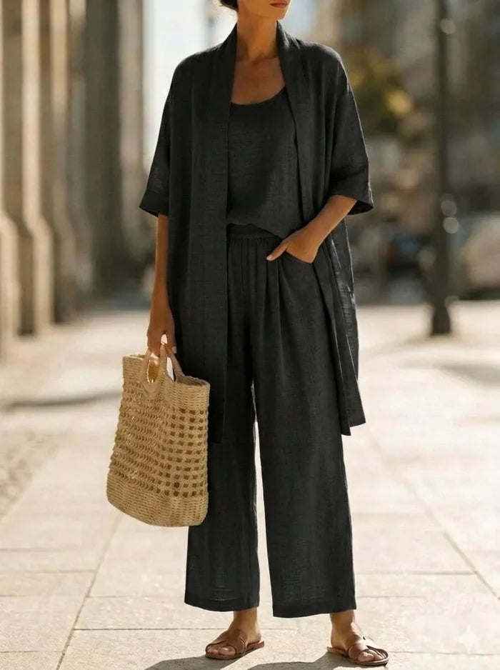 Minimalist, lightweight, breathable and elegant 3-piece set