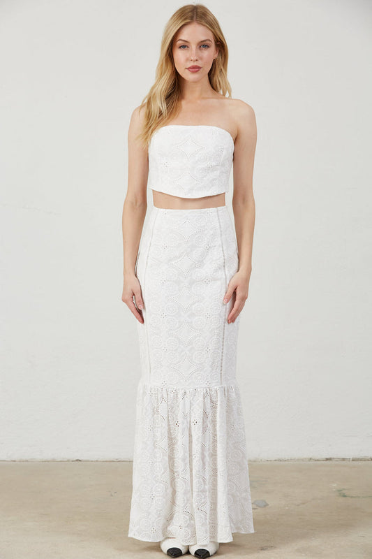 Mira Skirt Set - Crochet Cropped Tube Top Mermaid