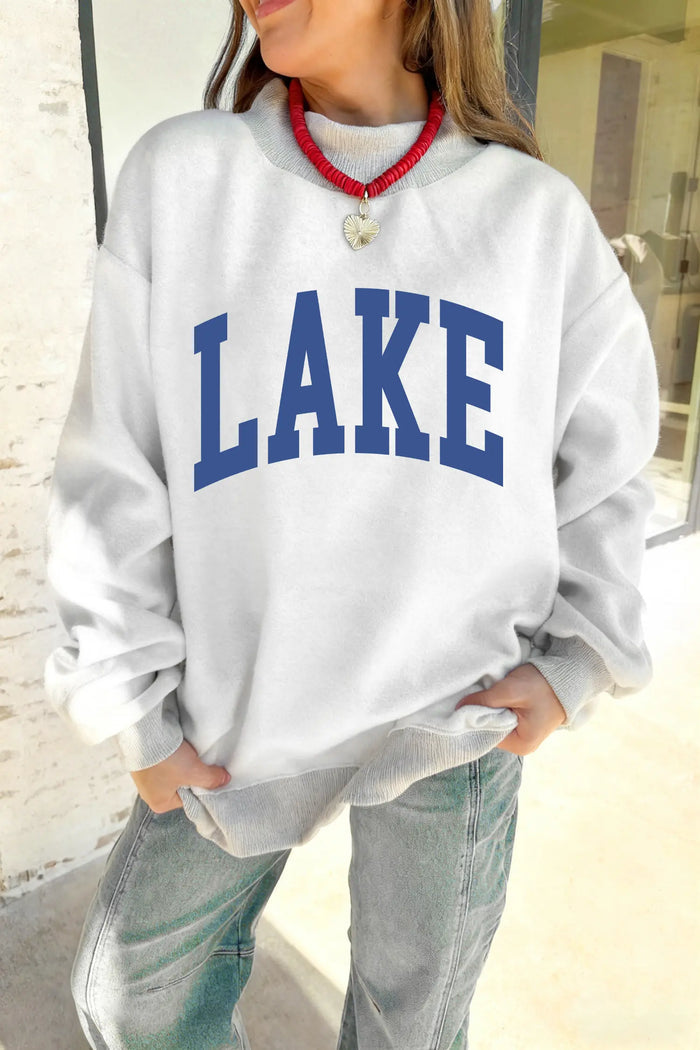 Mock Neck Graphic Print Reversible Sweatshirt – Light Grey