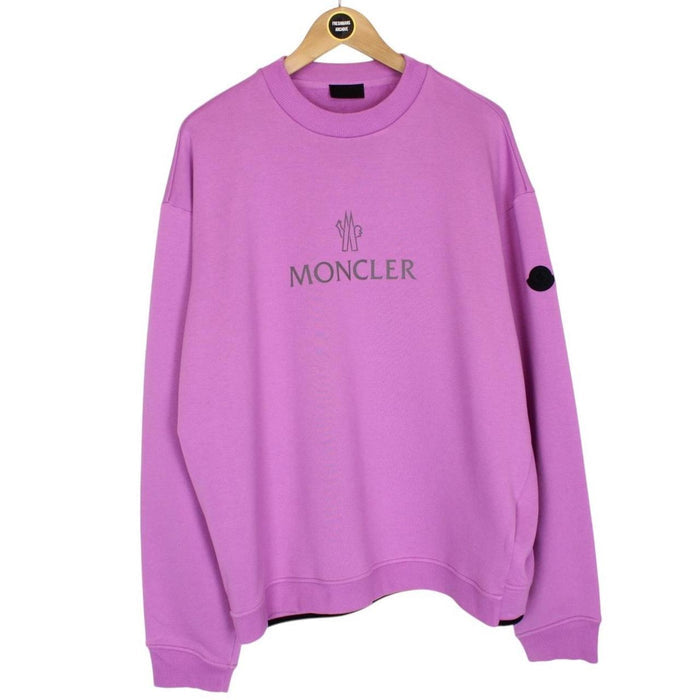 Moncler Maglia Purple Logo Print Cotton Sweatshirt Jumper