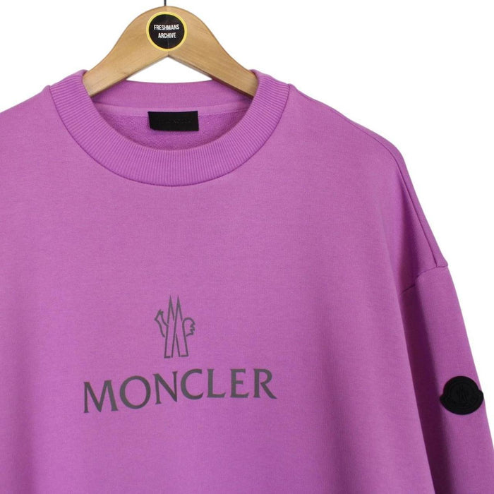 Moncler Maglia Purple Logo Print Cotton Sweatshirt Jumper