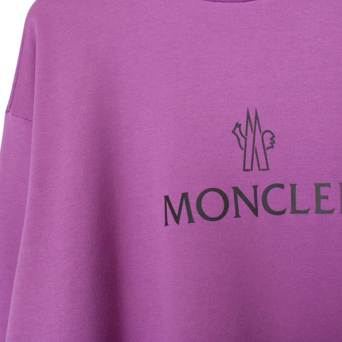 Moncler Maglia Purple Logo Print Cotton Sweatshirt Jumper