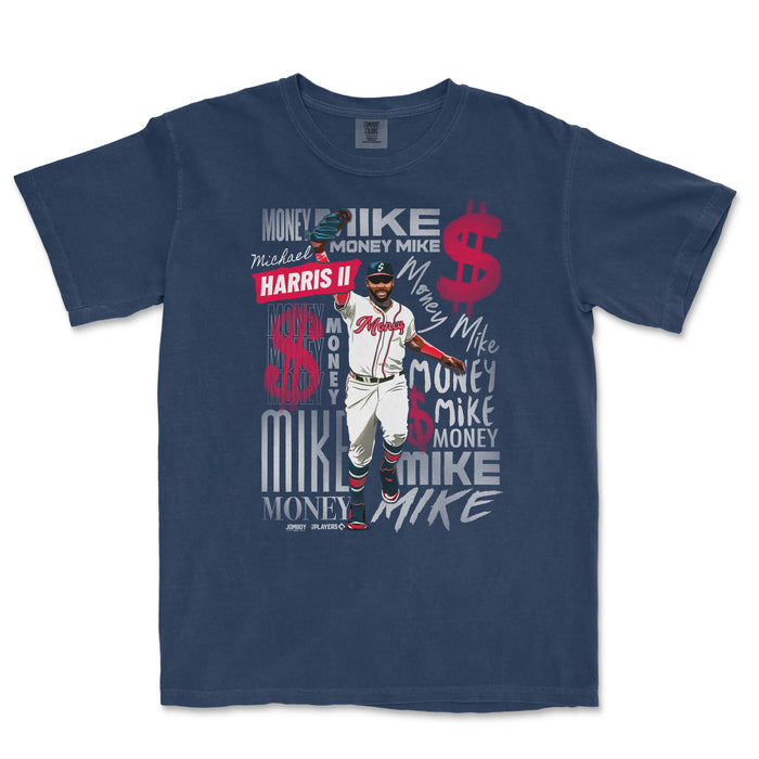 Comfort Colors tee featuring a graphic of Money Mike from the movie "Paid in Full," with colorful text and dollar sign design.