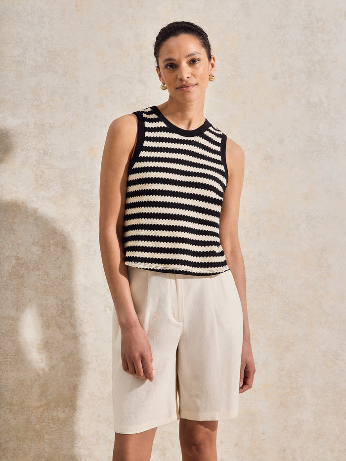Mono Chevron-Stripe Knitted Tank