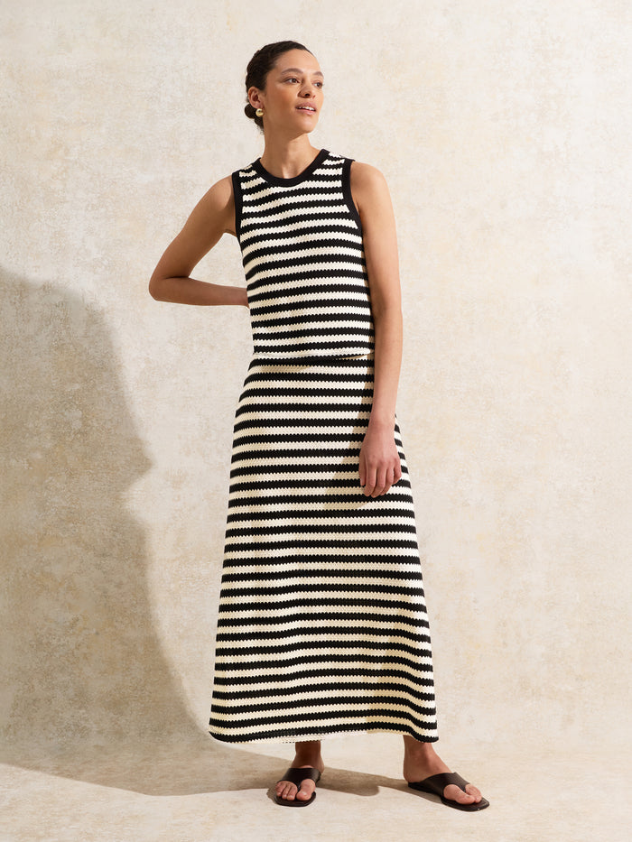 Mono Chevron-Stripe Knitted Tank