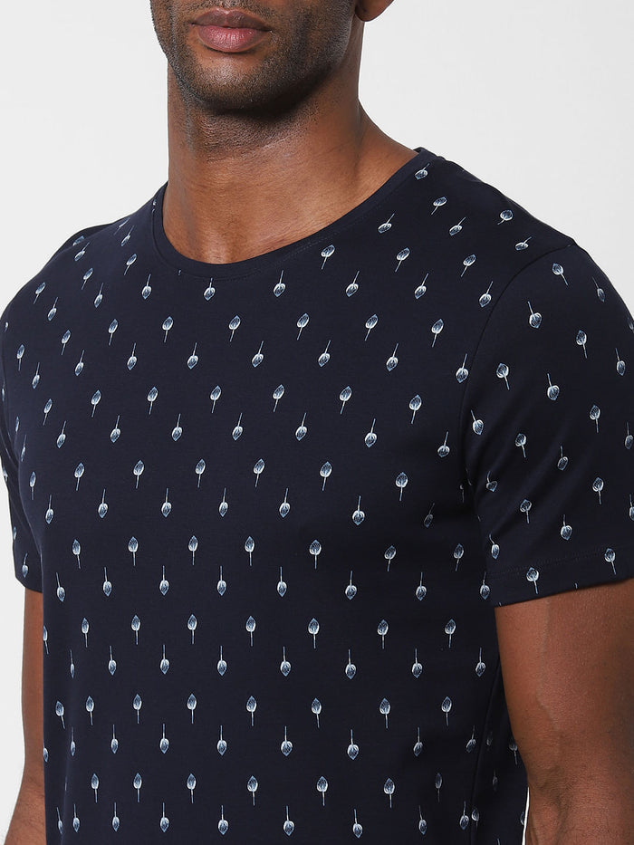 Navy Blue All Over Print T-Shirt