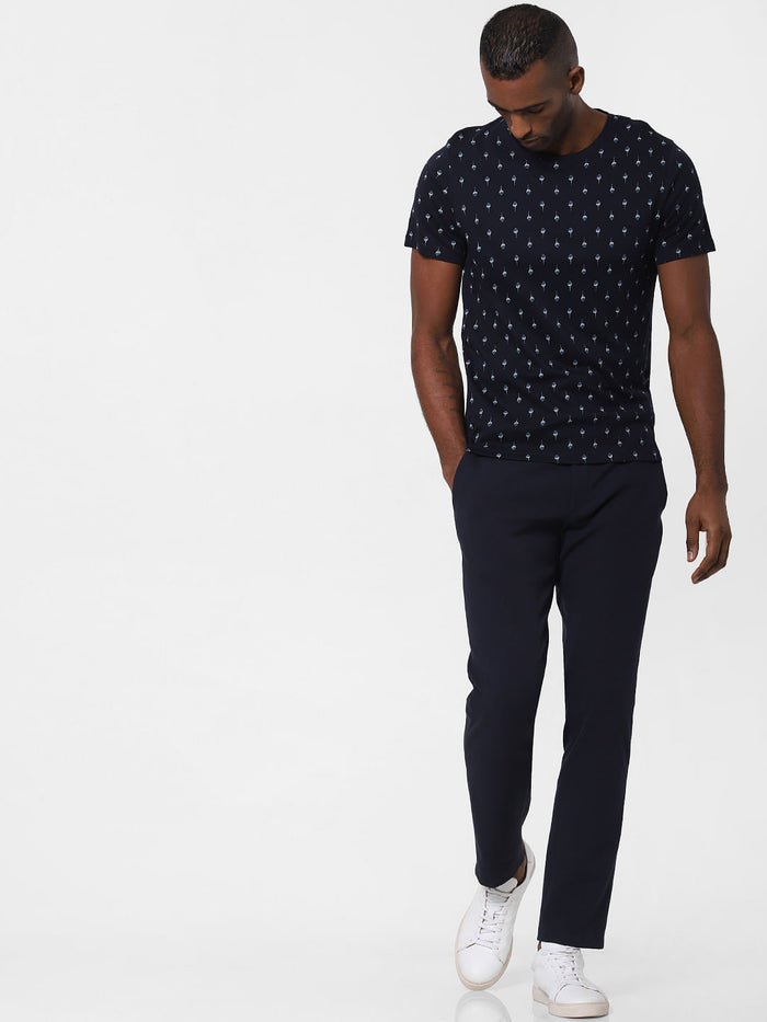 Navy Blue All Over Print T-Shirt