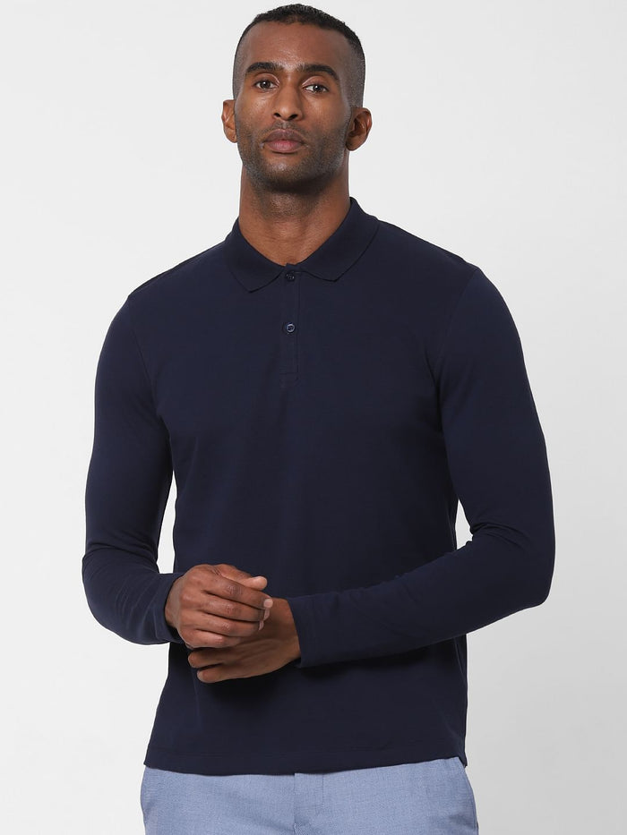 Navy Blue Polo Neck T-Shirt