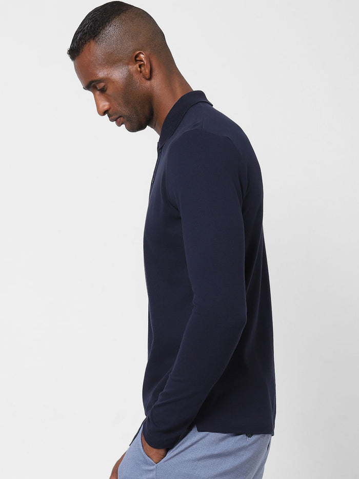 Navy Blue Polo Neck T-Shirt