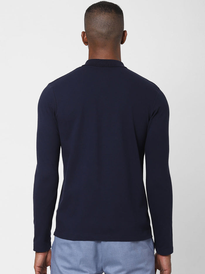 Navy Blue Polo Neck T-Shirt