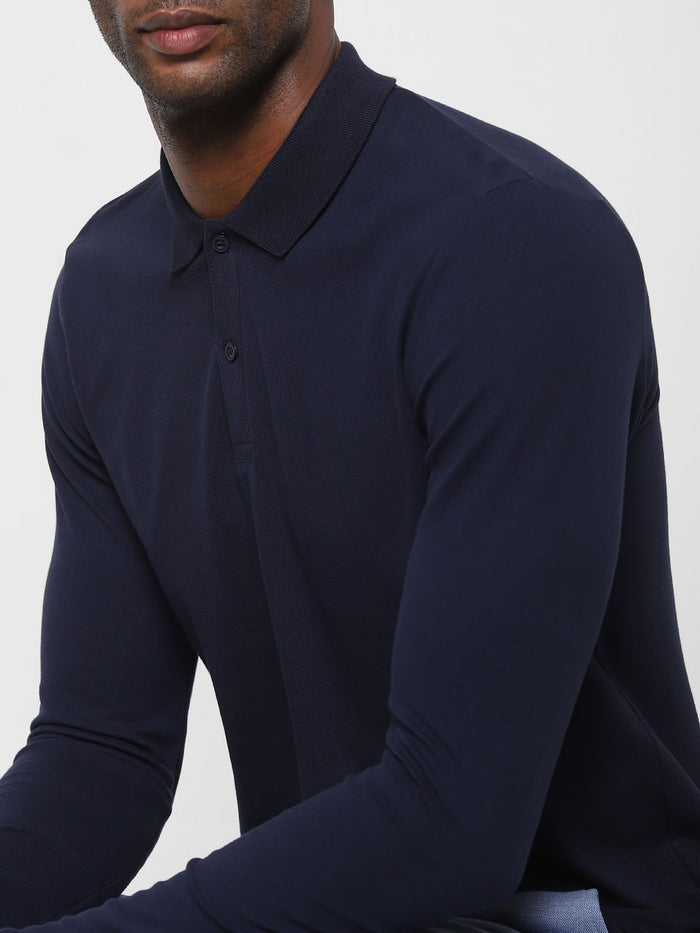 Navy Blue Polo Neck T-Shirt