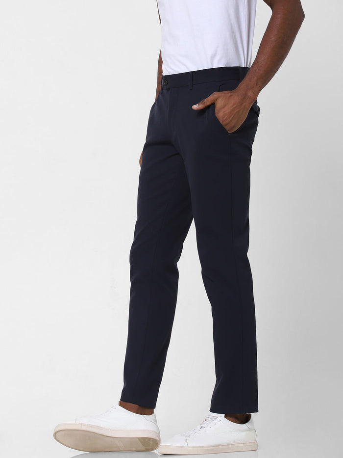 Navy Blue Slim Fit Formal Trousers