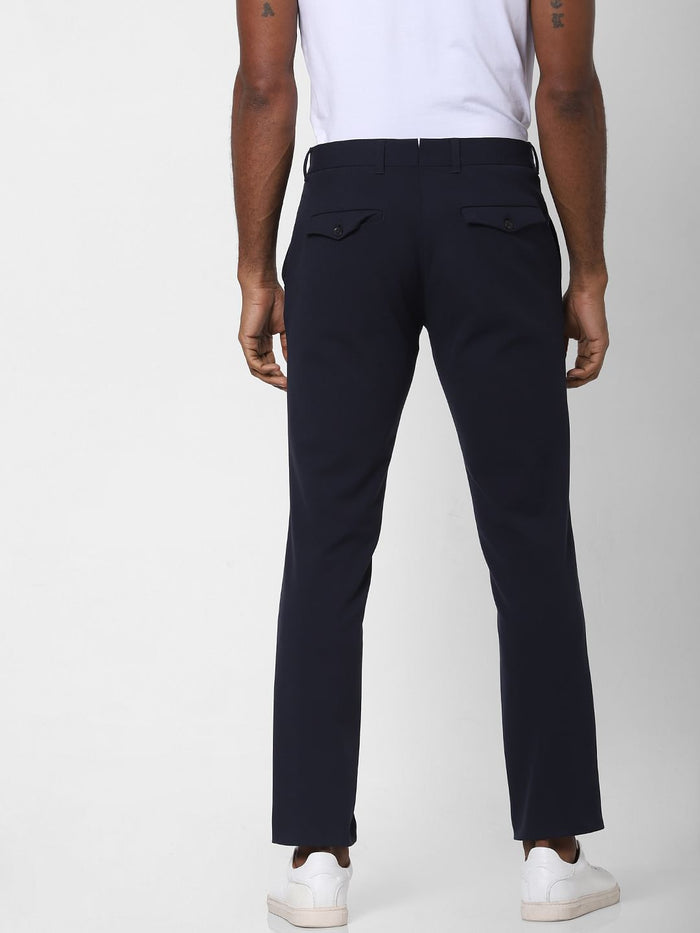 Navy Blue Slim Fit Formal Trousers