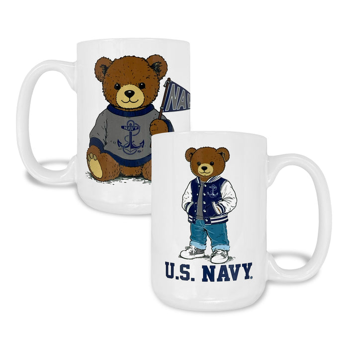 Navy Teddy Bear 15oz Mug (White)