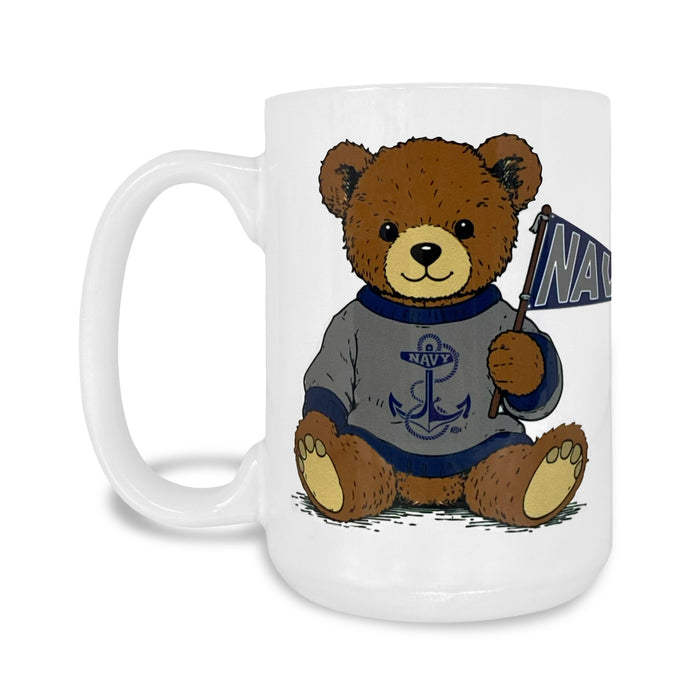 Navy Teddy Bear 15oz Mug (White)