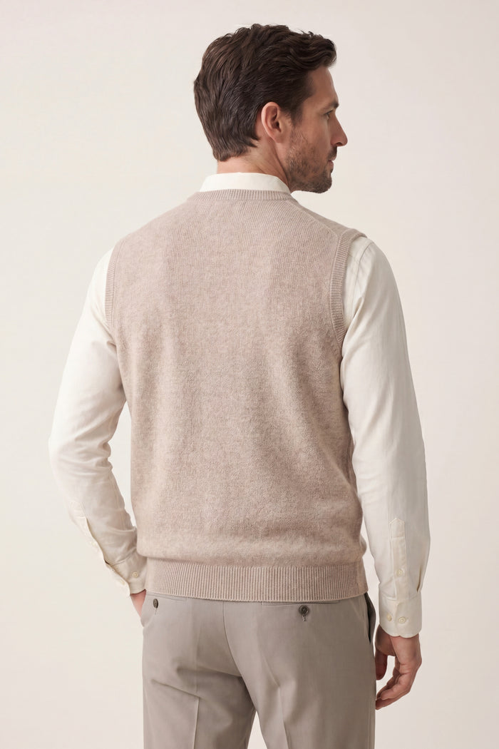 Nerio Extra-Fine Crew Vest Beige