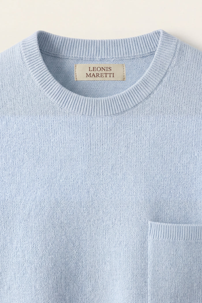 Nerio Extra-Fine Crew Vest Light Blue